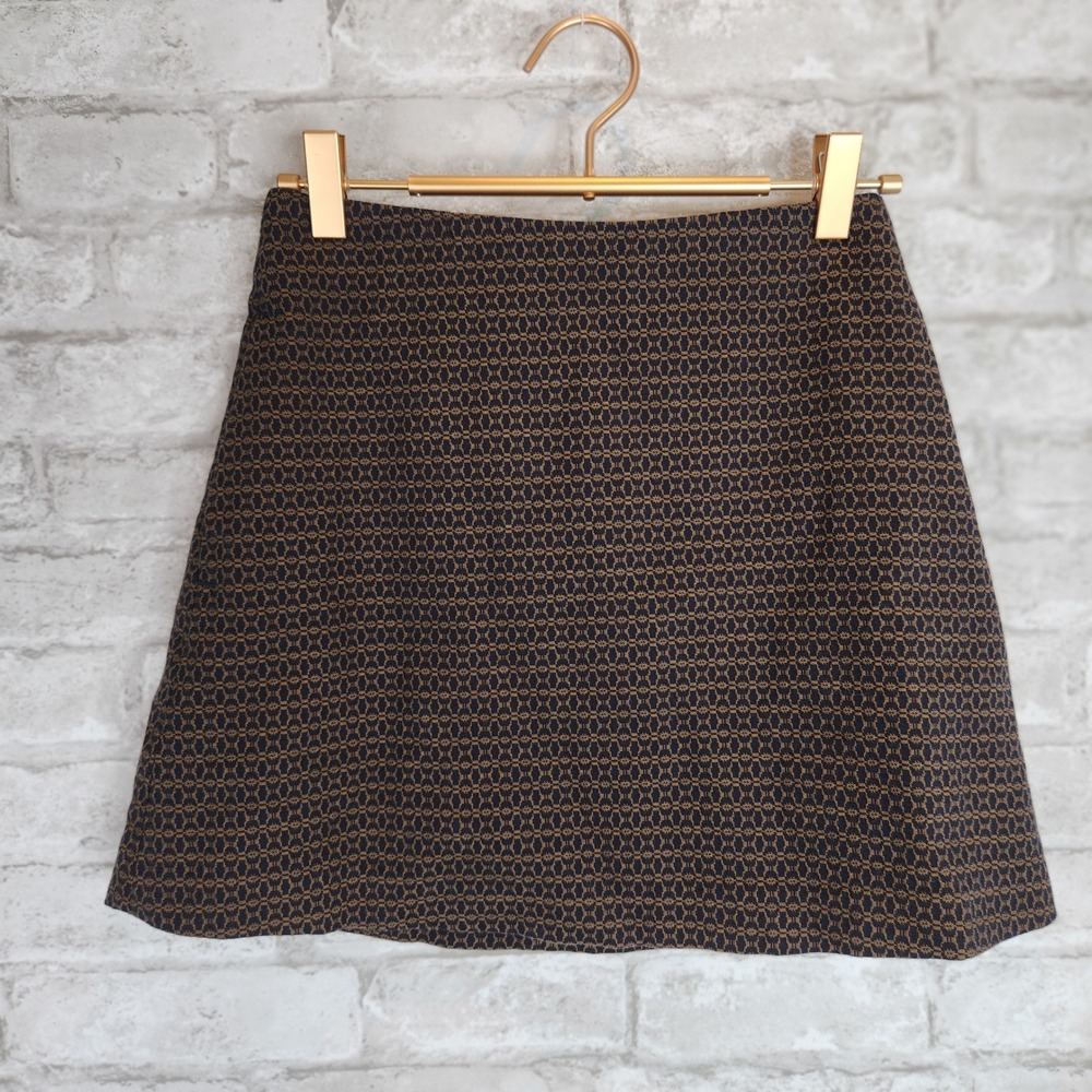 Wilfred Aritizia Skirt Brown Black Geometric Jacquard A-Line Size 2